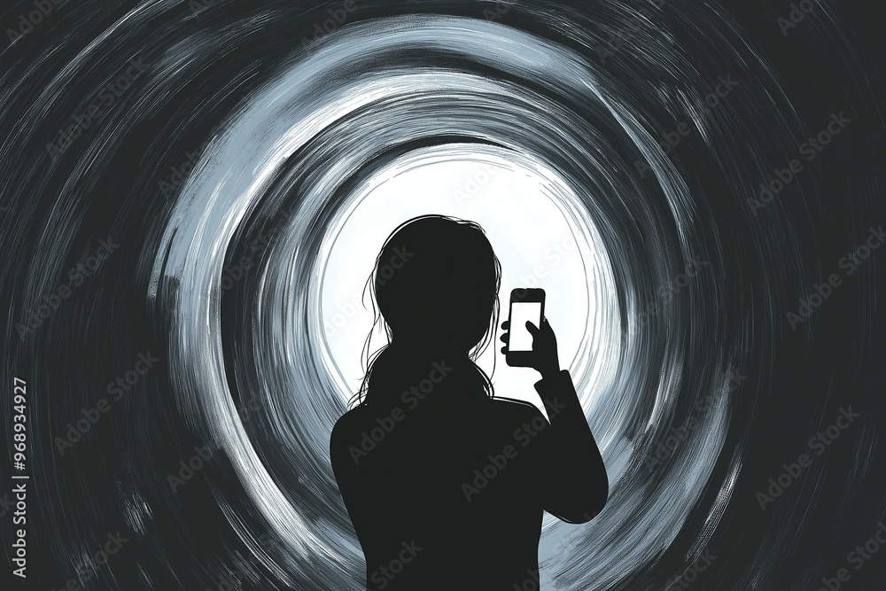 Silhouette of a Person Capturing the Vortex with a Smartphone