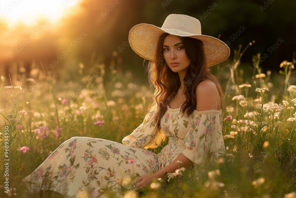 Sunlit Portrait in a Blooming Meadow