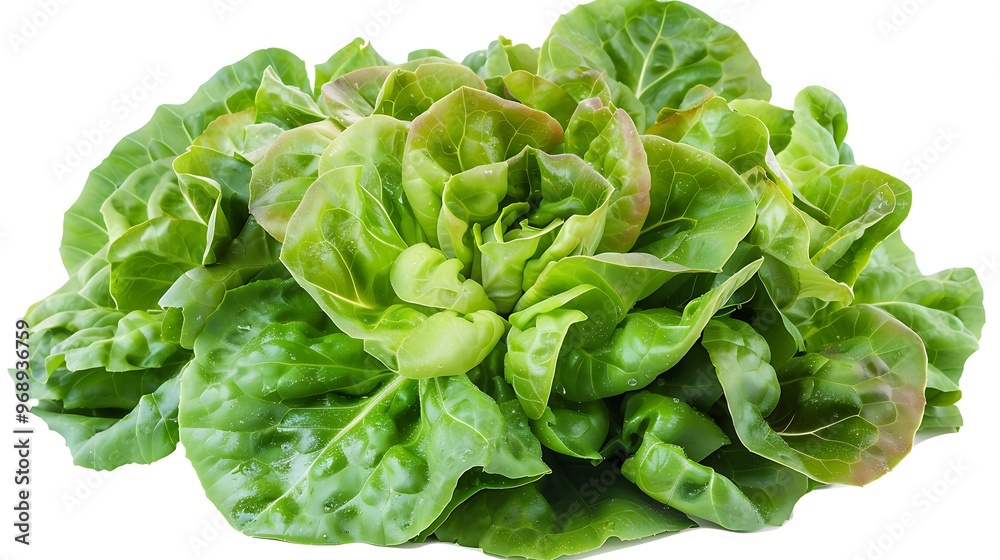 A close up of butterhead lettuce on isolated white background A close up of butterhead lettuce on isolated white background