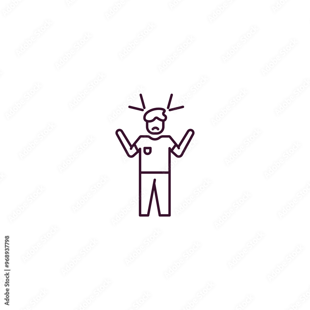 aggravated human outline icon. Linear vector from feelings concept. Thin line aggravated human icon isolated on white background aggravated human outline icon. Linear vector from feelings concept. Thin line aggravated human icon isolated on white background