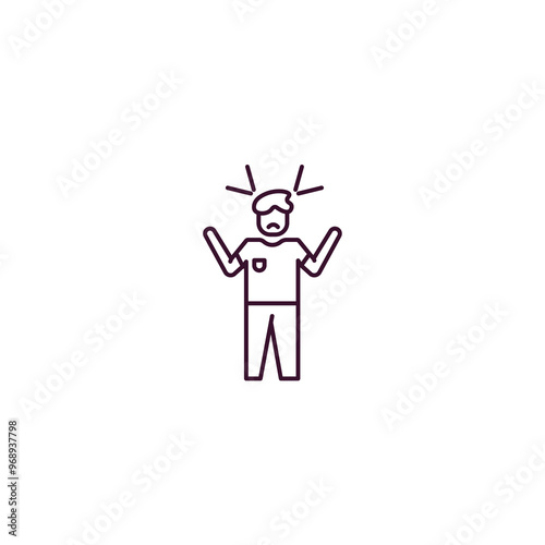 aggravated human outline icon. Linear vector from feelings concept. Thin line aggravated human icon isolated on white background