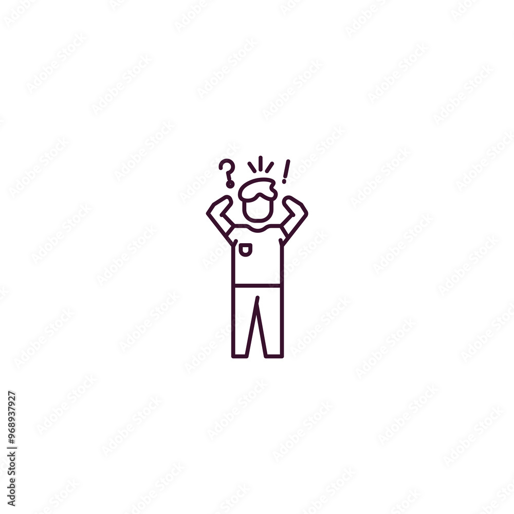anxious human outline icon. Linear vector from feelings concept. Thin line anxious human icon isolated on white background anxious human outline icon. Linear vector from feelings concept. Thin line anxious human icon isolated on white background