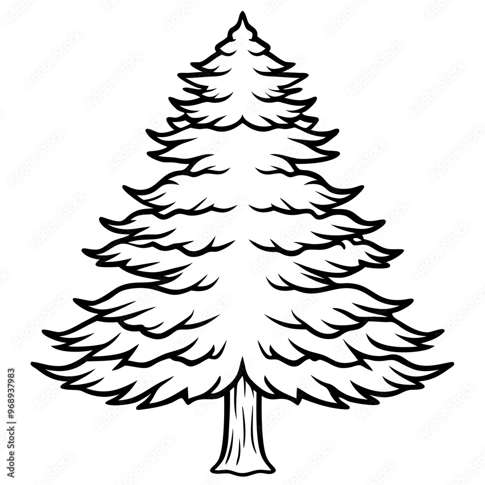 cedar tree outline coloring book page line art drawing cedar tree outline coloring book page line art drawing