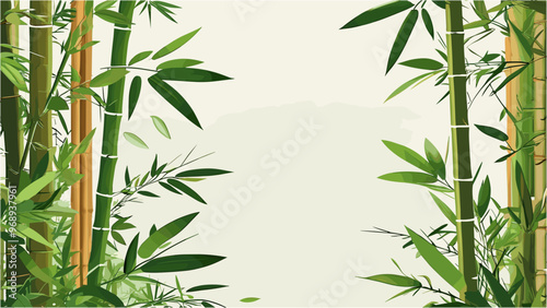 Tropical Bamboo Backdrop in Japanese Minimalist Style