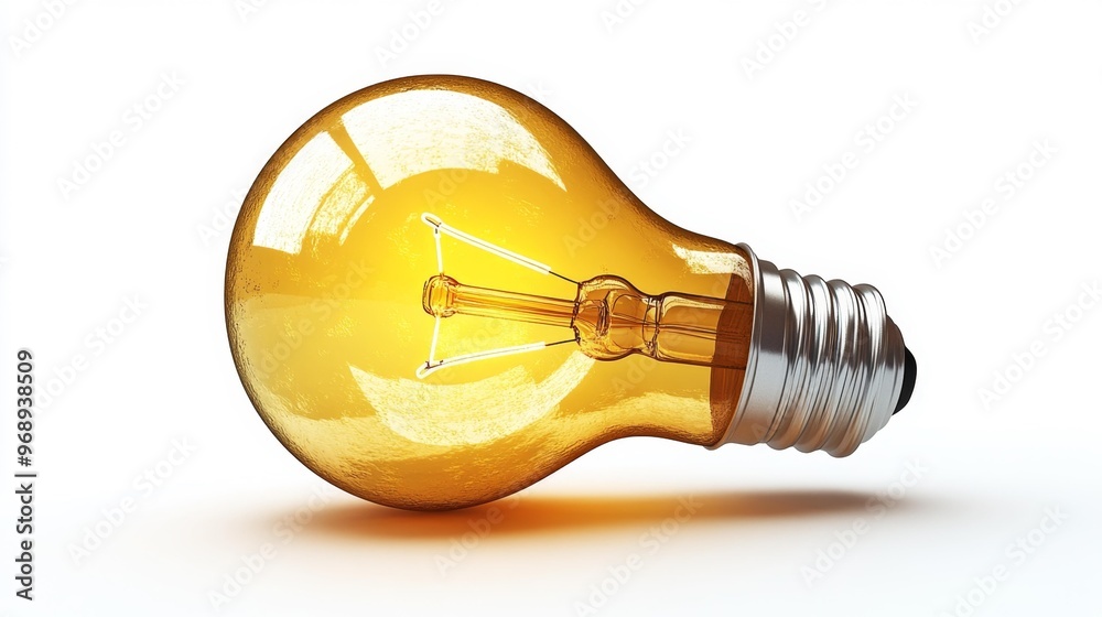 Close-Up of a Glowing Lightbulb Isolated on White Background Generative AI Close-Up of a Glowing Lightbulb Isolated on White Background Generative AI