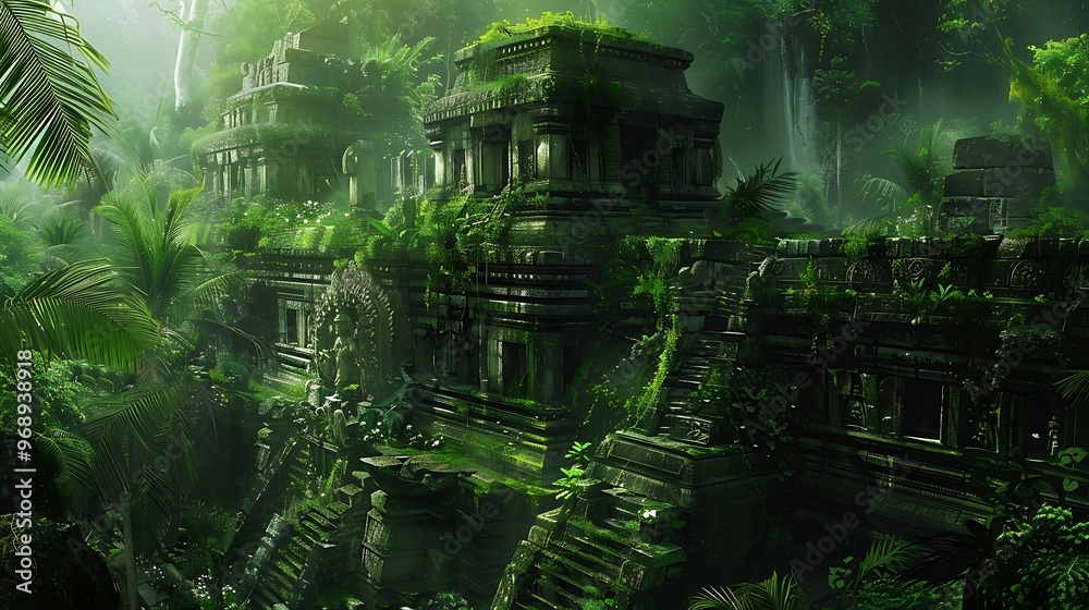 Obraz premium An ancient jungle with plants
