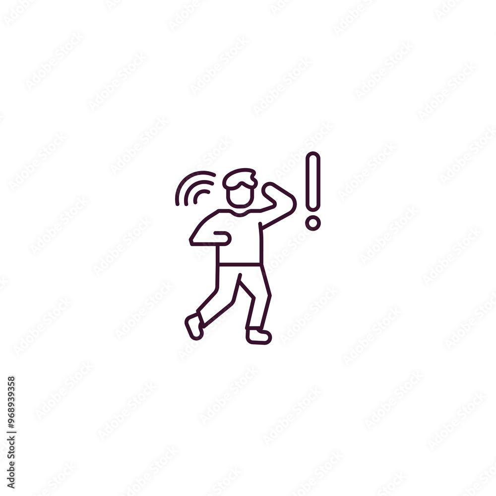 scared human outline icon. Linear vector from feelings concept. Thin line scared human icon isolated on white background scared human outline icon. Linear vector from feelings concept. Thin line scared human icon isolated on white background