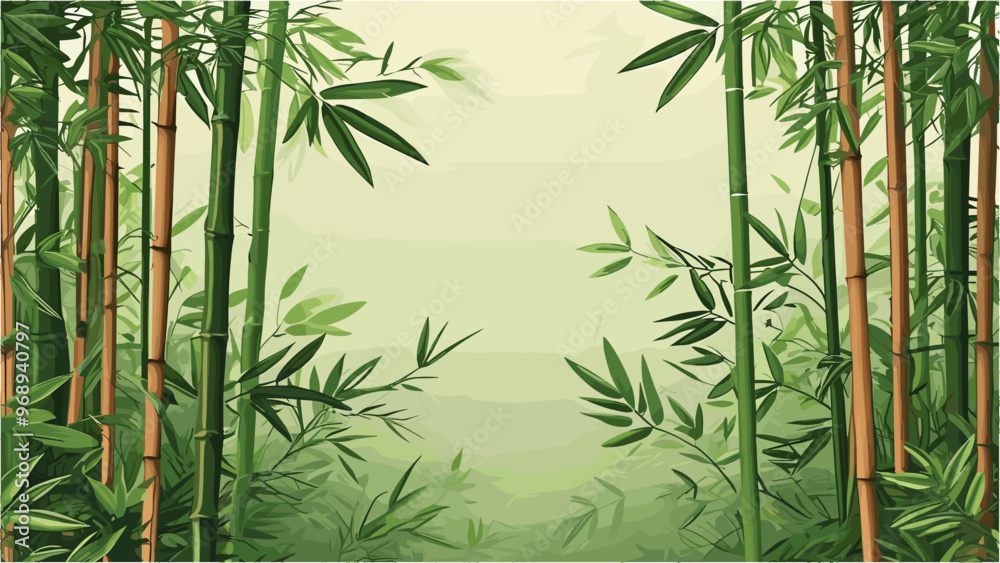 Elegant Bamboo Vector Leaf Background in Modern Asian Style Elegant Bamboo Vector Leaf Background in Modern Asian Style