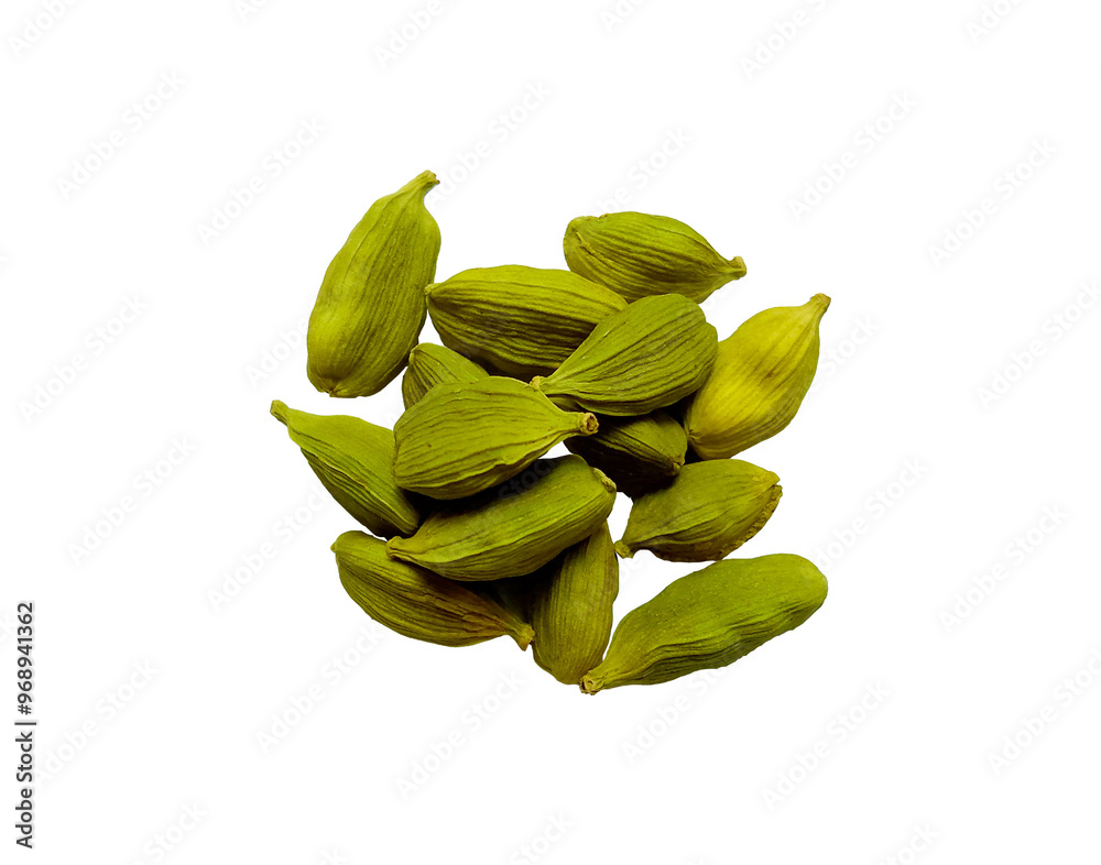 Group of Green Cardamom isolated on white background Group of Green Cardamom isolated on white background