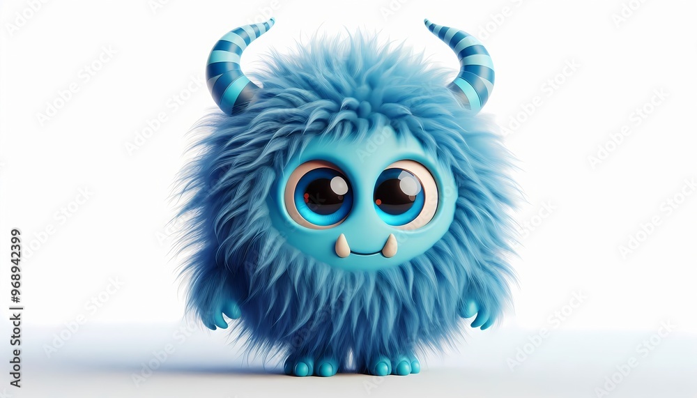 Cute blue fluffy monster cartoon illustration Cute blue fluffy monster cartoon illustration