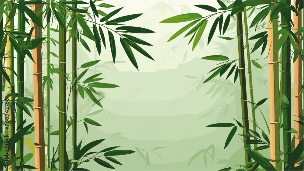 Naklejka premium Elegant Bamboo Vector Leaf Background in Modern Asian Style