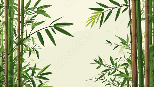 Elegant Bamboo Vector Leaf Background in Modern Asian Style