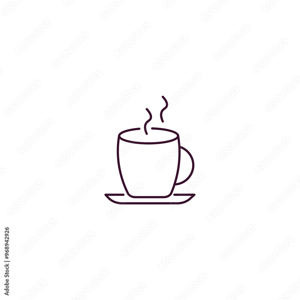 coffee cup with steam outline icon. Linear vector from food concept. Thin line coffee cup with steam icon isolated on white background coffee cup with steam outline icon. Linear vector from food concept. Thin line coffee cup with steam icon isolated on white background