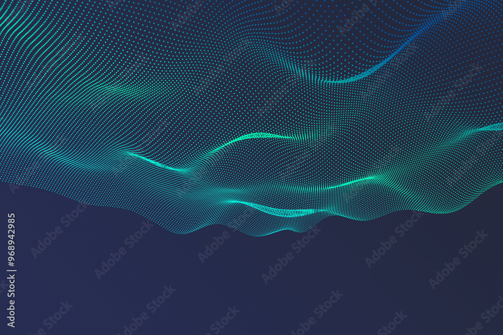 This digital wallpaper captures a vibrant depiction of cybernetic waves, where particles and dots create a visual flow of energy and information across a technologically advanced backdrop This digital wallpaper captures a vibrant depiction of cybernetic waves, where particles and dots create a visual flow of energy and information across a technologically advanced backdrop