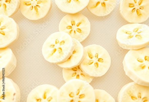 Banana slices on transparent background in a close up perspectiv photo