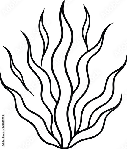Abstract Seaweed with Minimal Curves Vector Illustration for Kids Colouring Adventure
