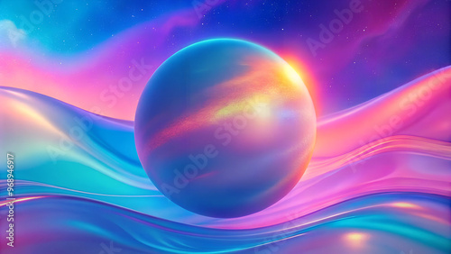 Abstract holographic gradient background, smooth transition from electric blue to neon pink, vibrant and futuristic