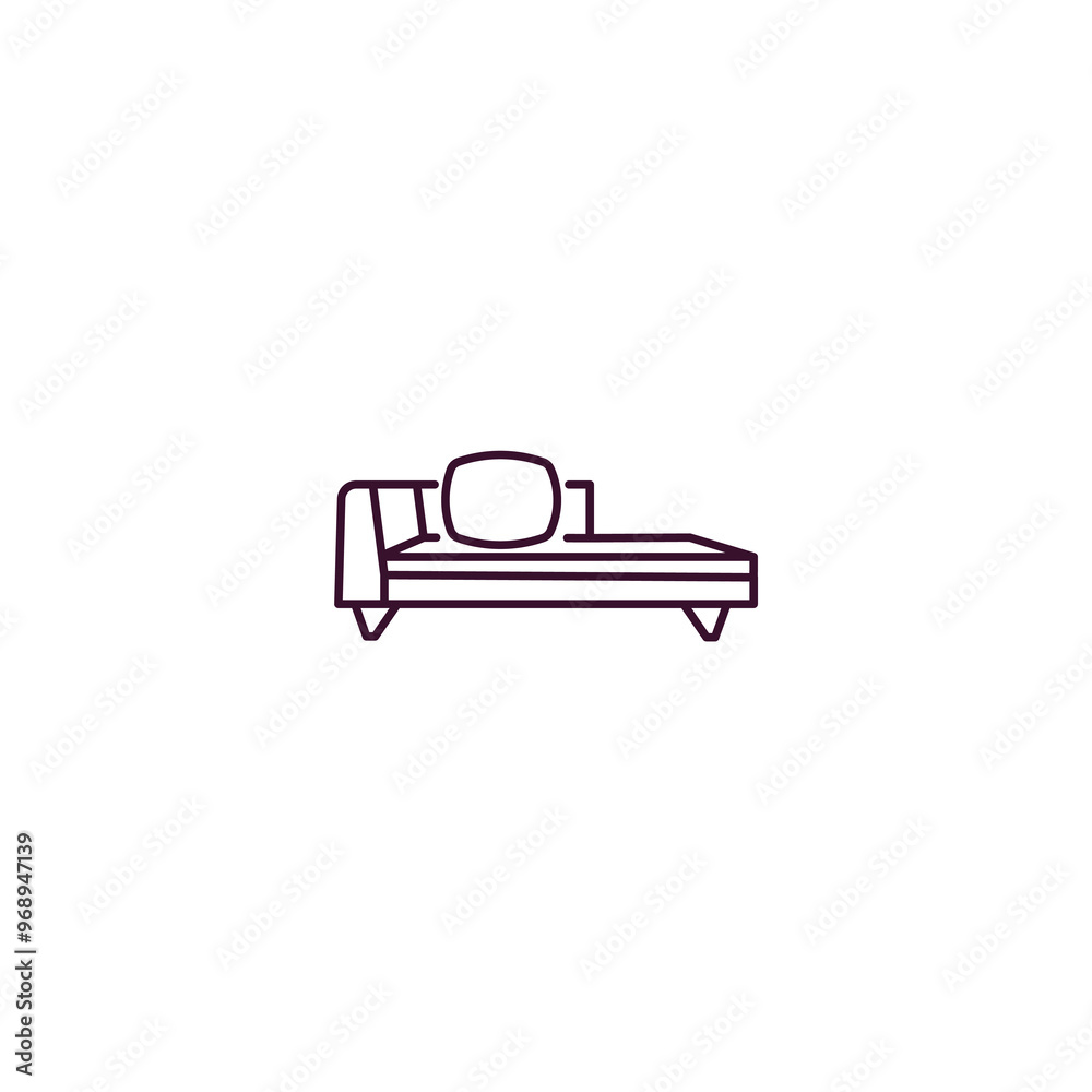 fainting couch outline icon. Linear vector from furniture concept. Thin line fainting couch icon isolated on white background fainting couch outline icon. Linear vector from furniture concept. Thin line fainting couch icon isolated on white background