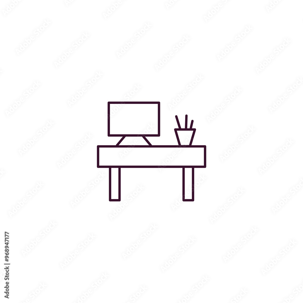 davenport outline icon. Linear vector from furniture concept. Thin line davenport icon isolated on white background davenport outline icon. Linear vector from furniture concept. Thin line davenport icon isolated on white background