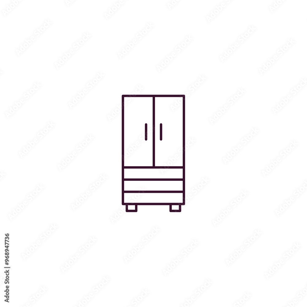 armoire outline icon. Linear vector from furniture concept. Thin line armoire icon isolated on white background armoire outline icon. Linear vector from furniture concept. Thin line armoire icon isolated on white background