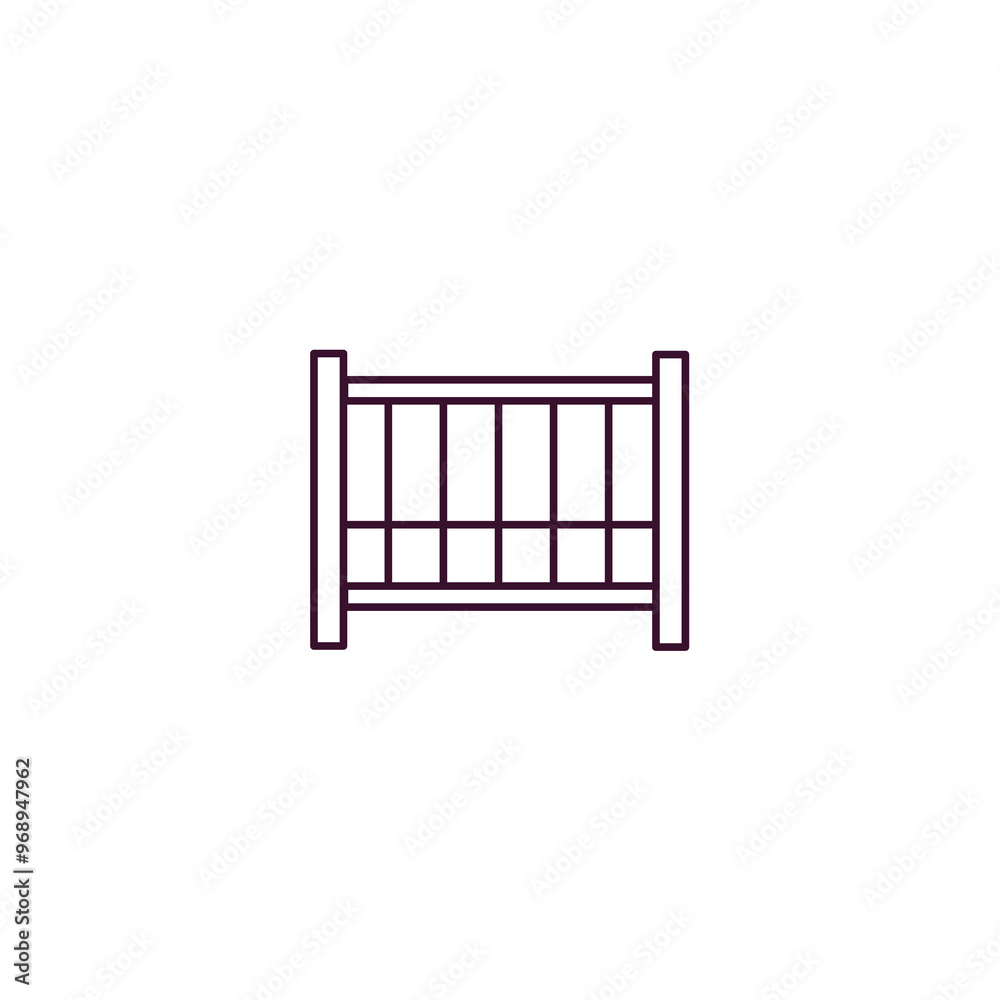 crib outline icon. Linear vector from furniture concept. Thin line crib icon isolated on white background crib outline icon. Linear vector from furniture concept. Thin line crib icon isolated on white background
