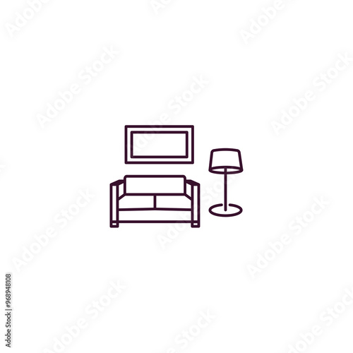 living room outline icon. Linear vector from furniture concept. Thin line living room icon isolated on white background