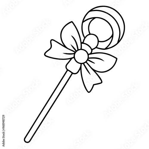 christmas lollipop bow outline coloring book page line art drawing