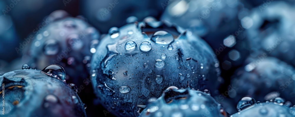 lose-up of Fresh Blueberries with Water Droplets. lose-up of Fresh Blueberries with Water Droplets.