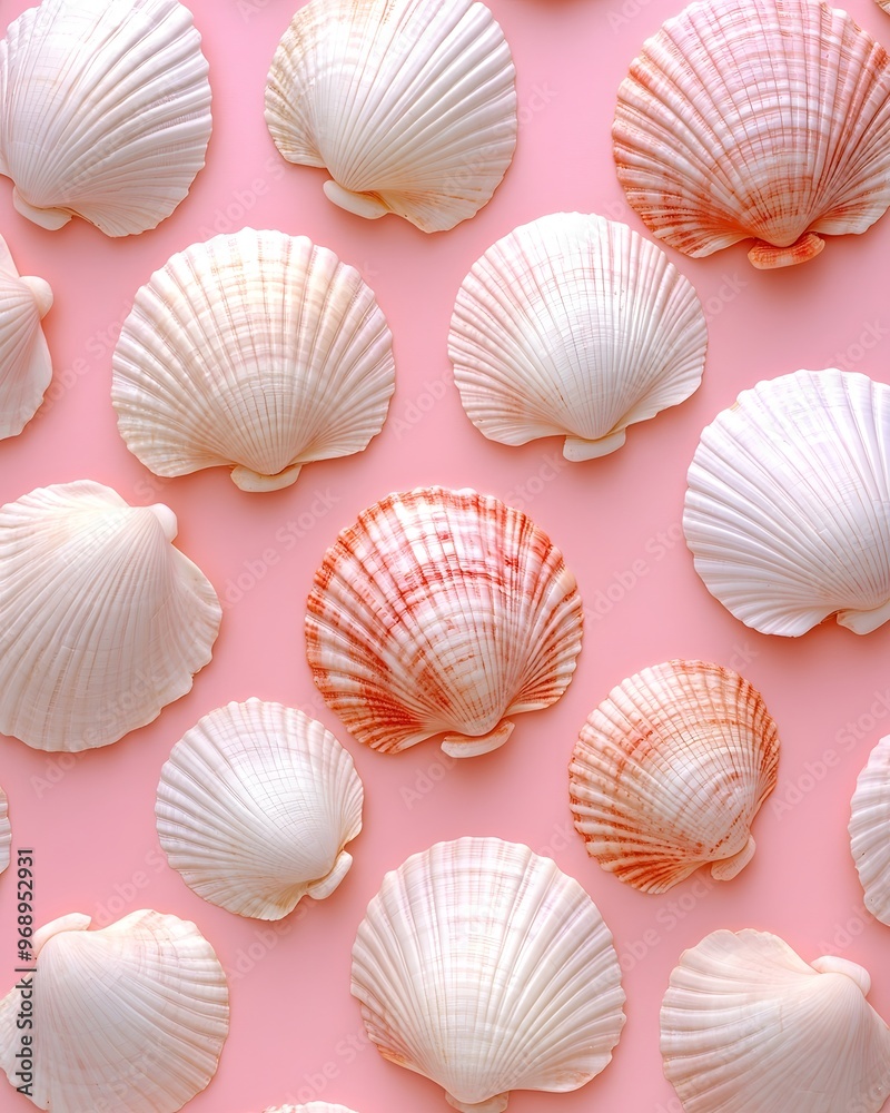 seashells on a pink background