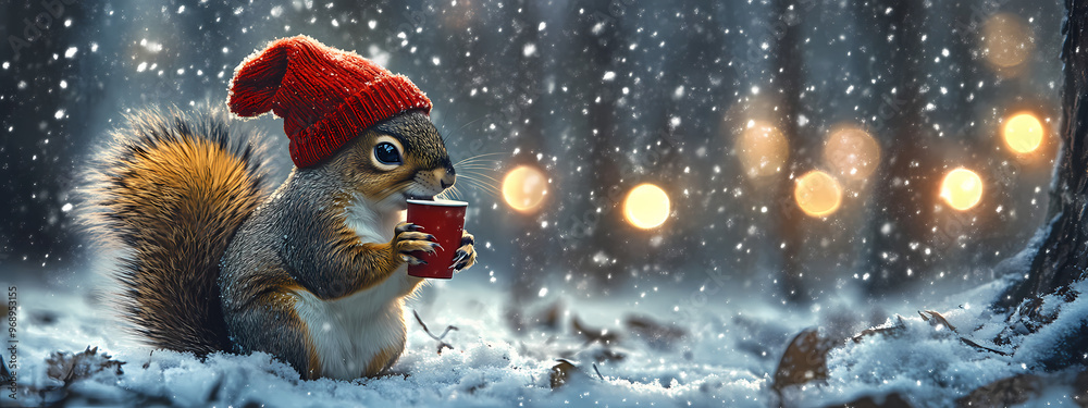 Festive Squirrel in Snowy Wonderland Festive Squirrel in Snowy Wonderland