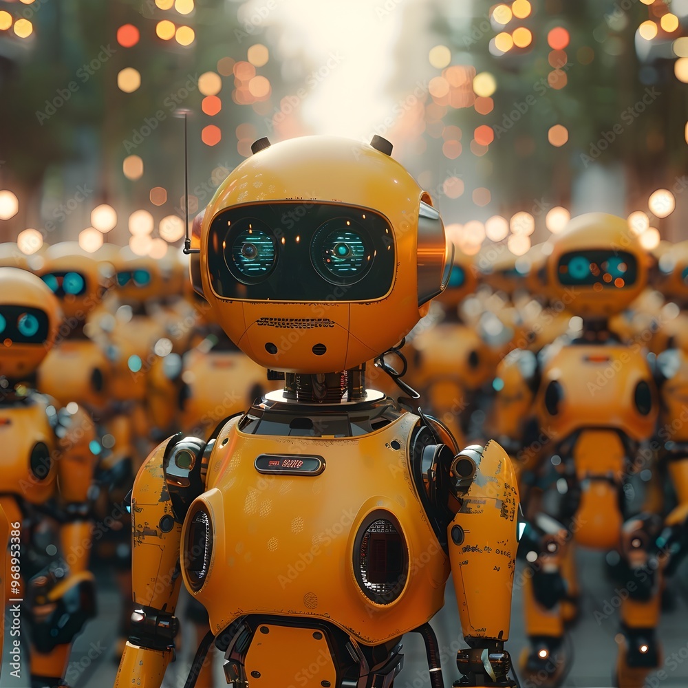 Fototapeta premium Army of Robotic Explorers Investigating Business Landscape