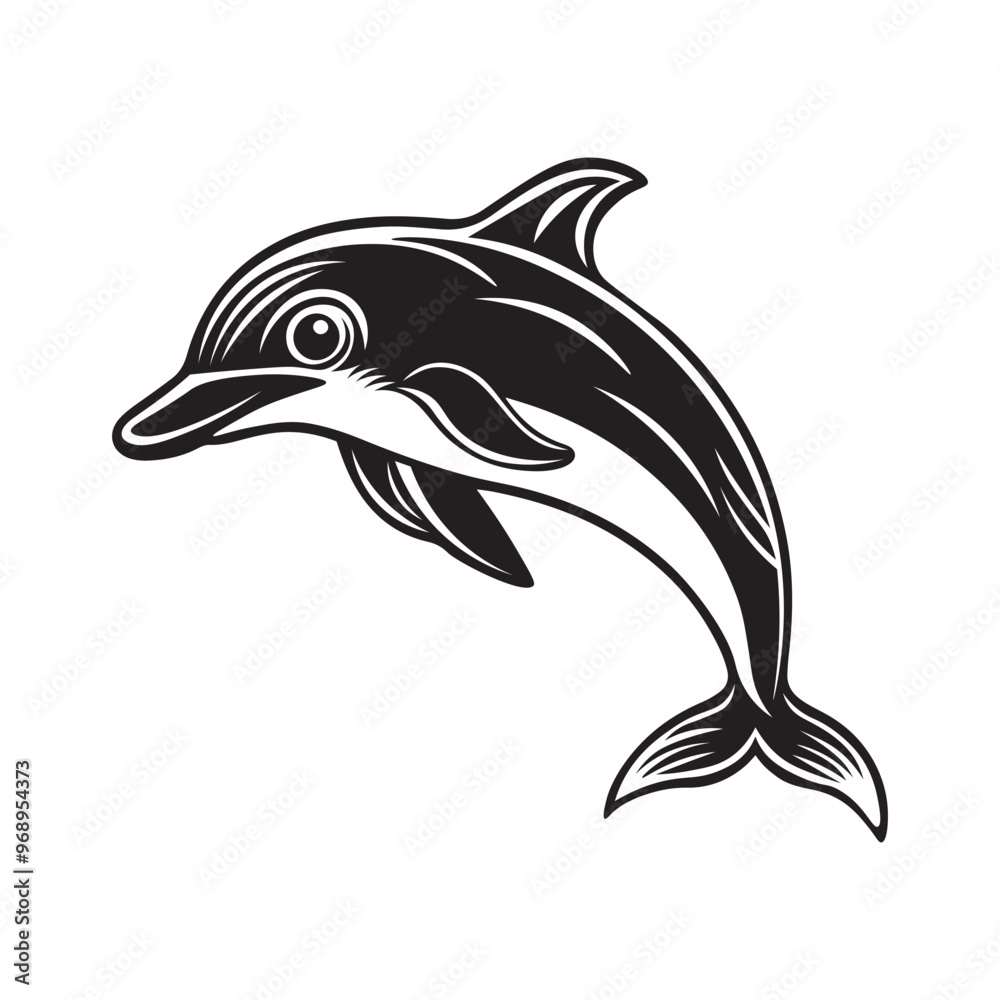 Dolphin silhouette vector art illustration isolated on white background. Dolphin silhouette vector art illustration isolated on white background.