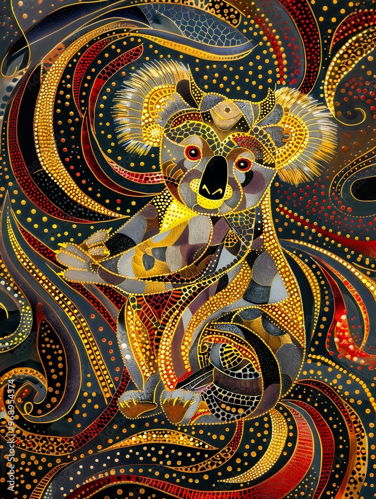 Naklejka premium Koala in Dot Art Style