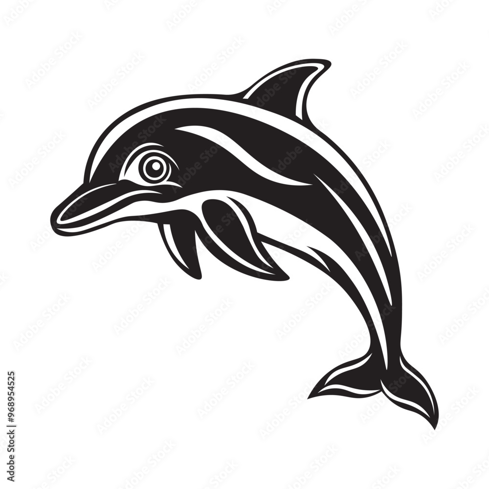 Dolphin silhouette vector art illustration isolated on white background. Dolphin silhouette vector art illustration isolated on white background.