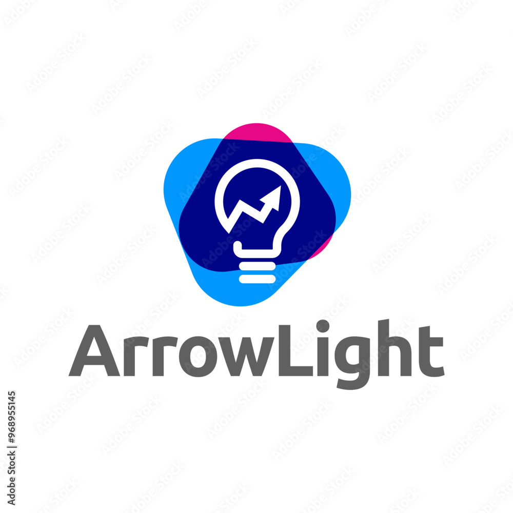 Simple electrical bulb with arrow symbol logo. Simple electrical bulb with arrow symbol logo.