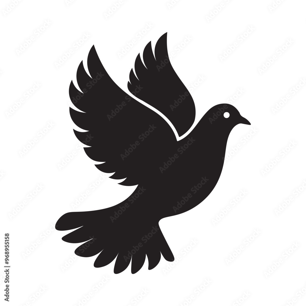 Fototapeta premium Dove silhouette vector art illustration isolated on white background.