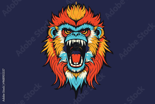 Vector illustration of a majestic beast animal roaring