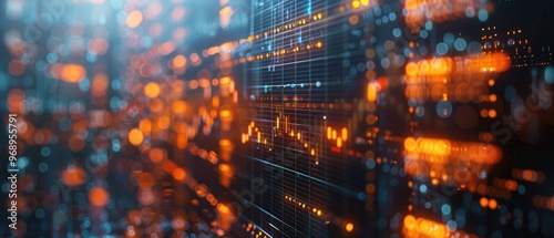 Wallpaper Mural Dynamic abstract digital data visualization with colorful glowing lines and nodes, representing futuristic technology and big data analysis. Torontodigital.ca