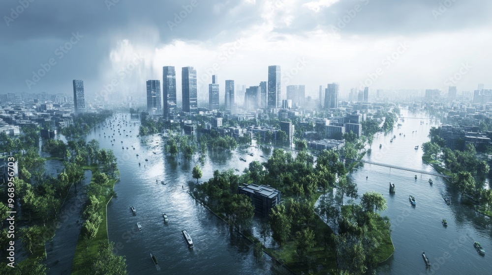 Obraz premium Flooded Cityscape.