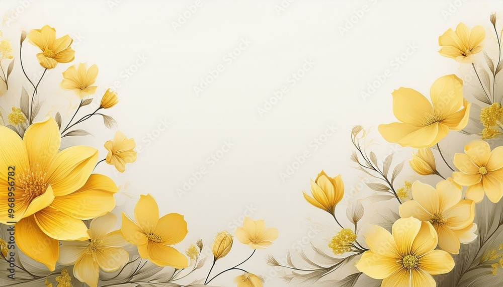 White background with small flowers arranged as a delicate border. White background with small flowers arranged as a delicate border.
