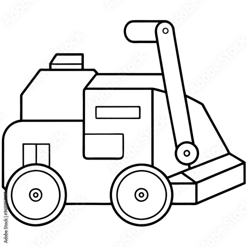 compactor machine outline coloring book page line art drawing