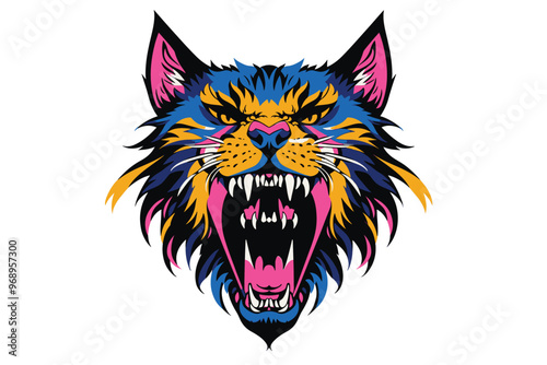 Vector illustration of a majestic beast animal roaring