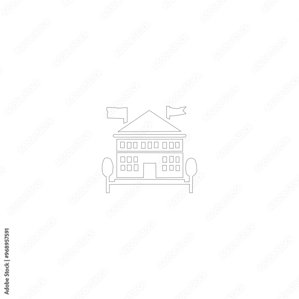 Editable Stroke Vector Icon Set of Buildings Editable Stroke Vector Icon Set of Buildings