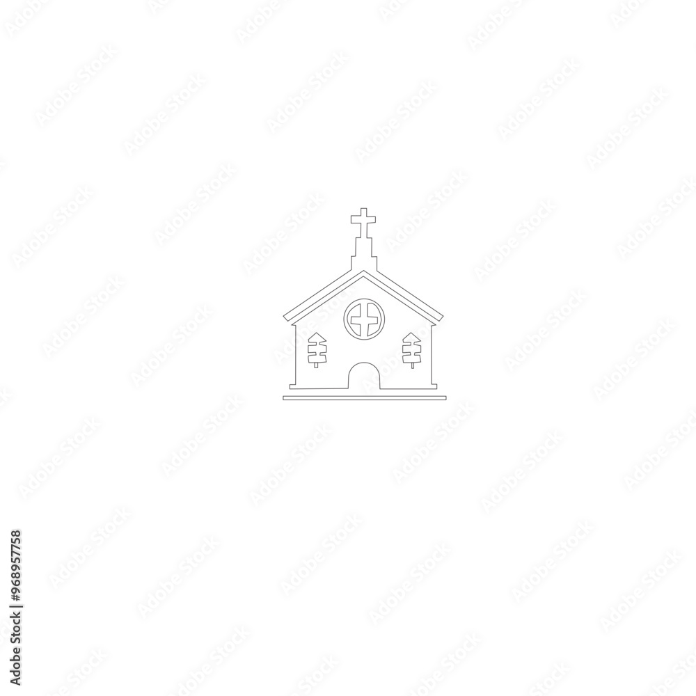 Editable Stroke Vector Icon Set of Buildings
