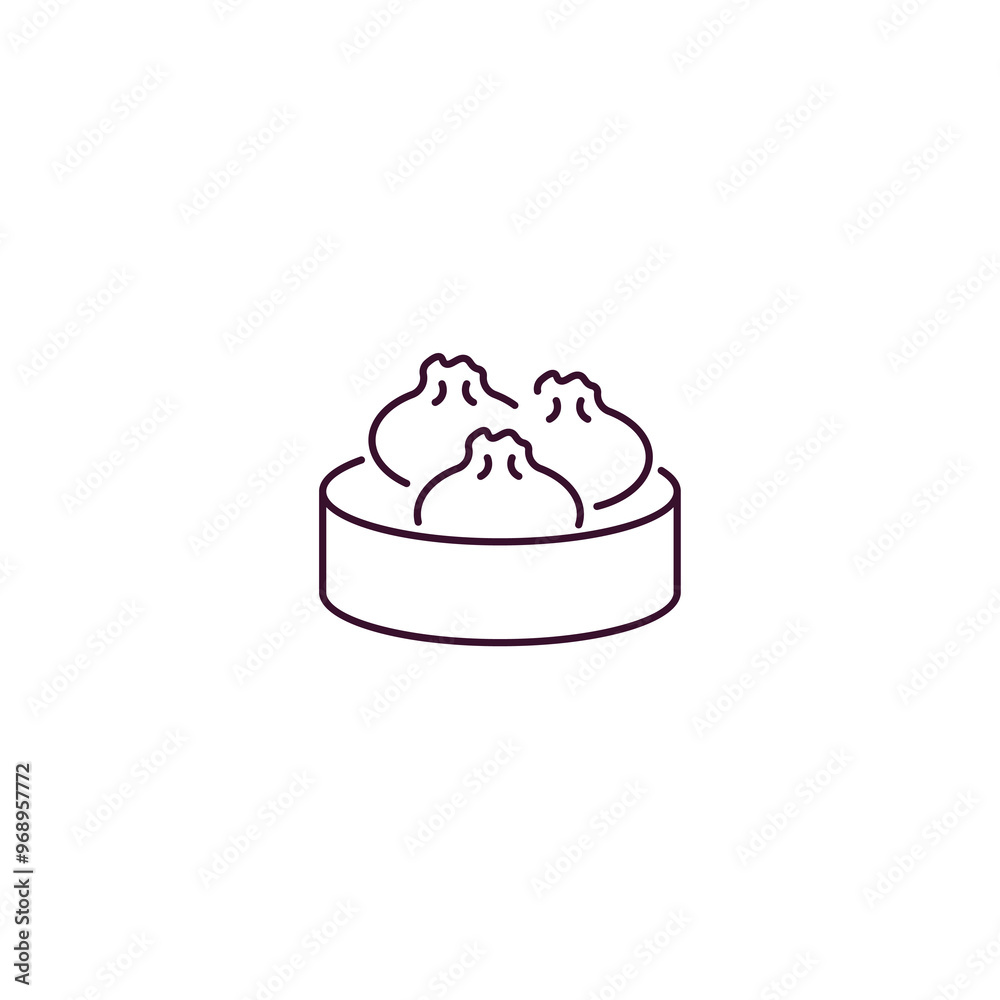 dim sum outline icon. Linear vector from hotel concept. Thin line dim sum icon isolated on white background dim sum outline icon. Linear vector from hotel concept. Thin line dim sum icon isolated on white background