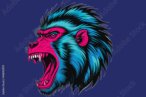 Vector illustration of a majestic beast animal roaring