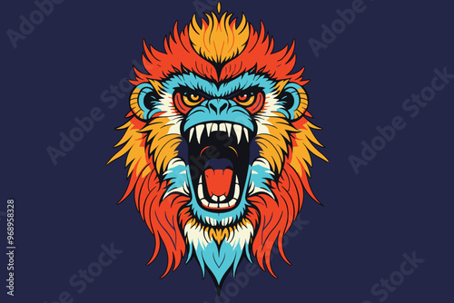 Vector illustration of a majestic beast animal roaring