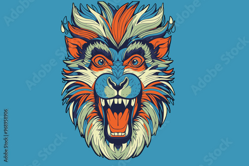 Vector illustration of a majestic beast animal roaring