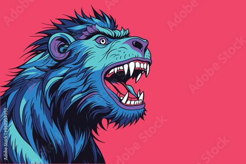 Vector illustration of a majestic beast animal roaring