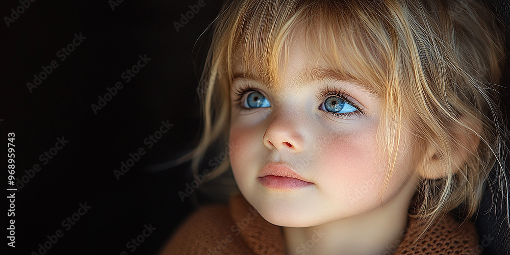 Portrait of a little pretty girl looking away